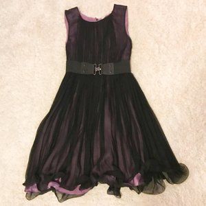 Mint Jodi Arnold Black Pleated Chiffon Dress